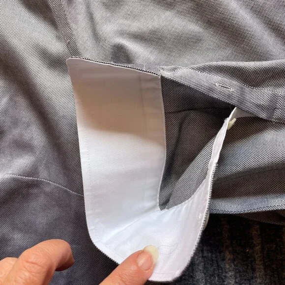 Talbots Wrinkle Resistant 16WPGray/Blue Chambray 100% Cotton Like New - Picture 5 of 6